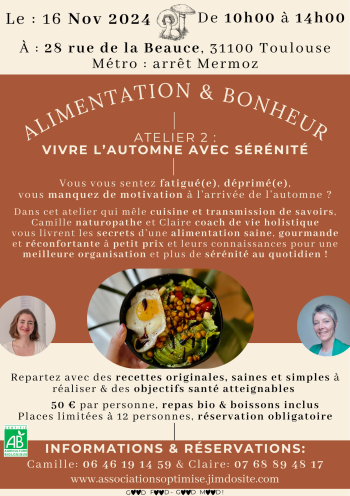atelier cuisine biologique Toulouse Automne 2024